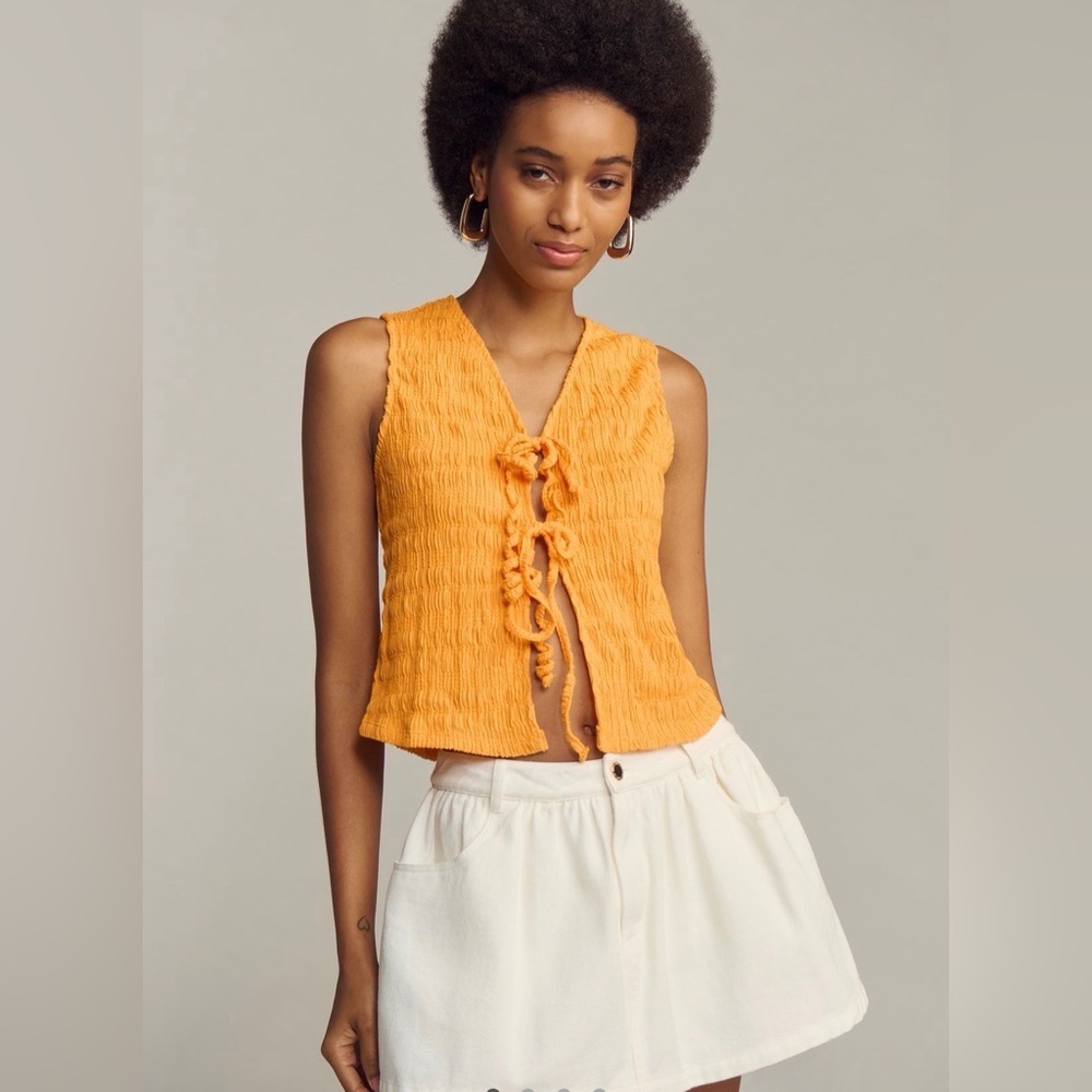 Anthropologie Tie-Front Ruched Tank Top